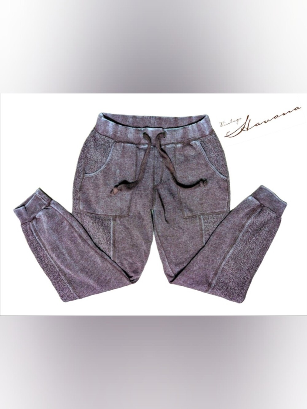 Vintage Havana Washed Merlot Knit Jogger Sweatpants Small